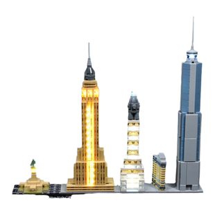 KGBOX乐高建筑系列21028纽约天际线配套灯饰LED灯具透明展示盒