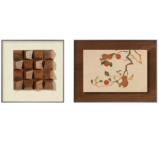 3D立体实木客厅装饰画中古风玄关挂画进门入户壁画高级感2026新款