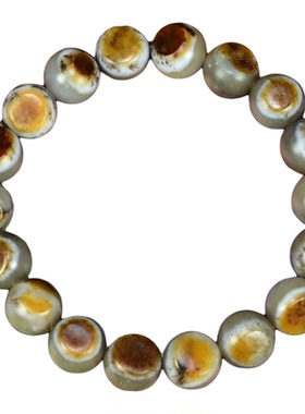 和田玉糖水墨青花籽料手链满虎皮