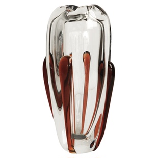 梵其轻奢中古风手工玻璃花瓶摆件高级感民宿餐厅艺术插花水晶花器