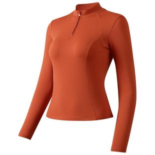 361运动上衣长袖春秋季半拉链瑜伽服红色专业跑步训练服健身服女