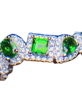 天然透辉石戒指3乘4不规则排戒