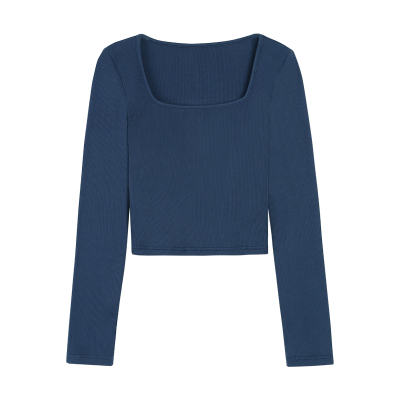 锁骨显瘦两穿短款上衣针织打底衫