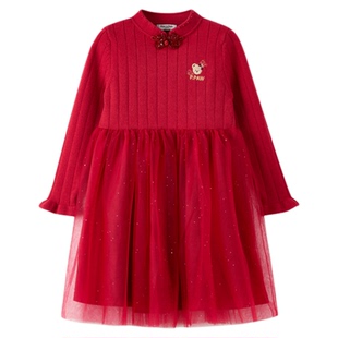 【新年】PawinPaw卡通小熊童装26年新款新中式女童针织连衣裙