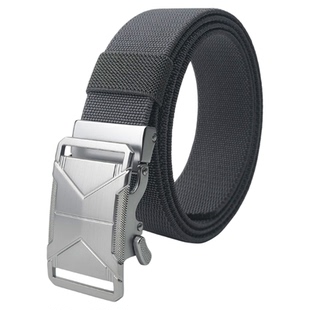 新款战术松紧腰带男帆布编织弹力腰带自动扣皮带运动休闲百搭裤带