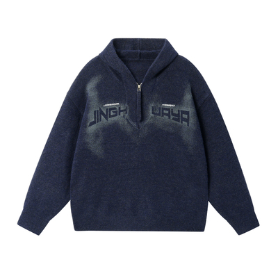 JHYQ净化眼球秋冬连帽半拉链领毛衣衫男美式休闲宽松卫衣加厚外套