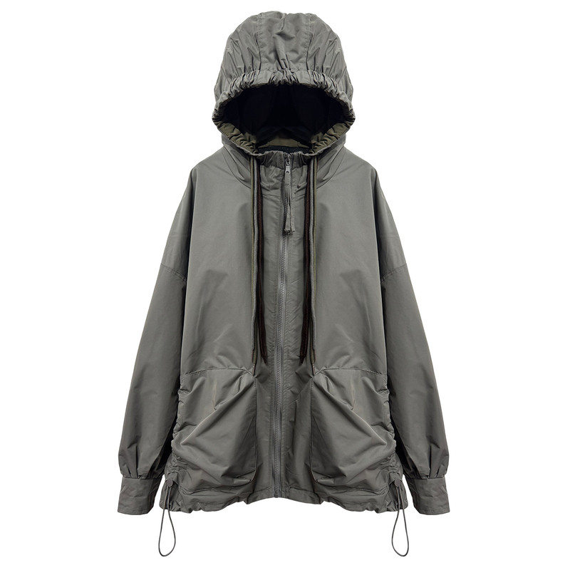 韩系中长款夹棉风衣外套花苞棉服