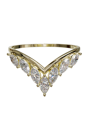 壹钻18K金马眼石V形排戒定制