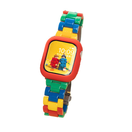 匠戴适用苹果S10手表iwatch11表带applewatch9新款S9乐高拼色树脂8夏季女生SE可爱腕带运动卡通创意高级3智能