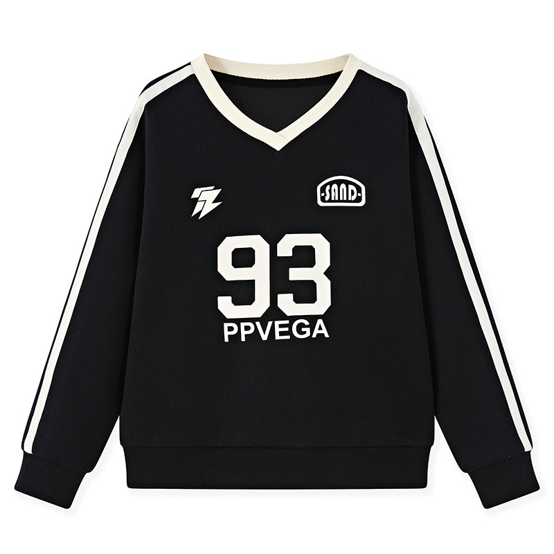 PPVG秋季女童卫衣圆领宽松长袖上衣洋气时髦学院风儿童休闲套头衫