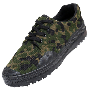 防穿刺解放鞋男户外胶鞋劳保帆布胶鞋耐磨迷彩工地干活农田劳动鞋