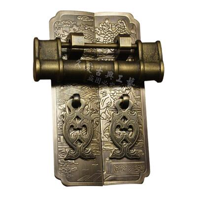 仿古铜锁中式拉手双开柜门