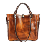 美式复古全手工重工牛皮意大利牛皮大容量户外通勤单肩手提托特包