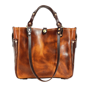 美式复古全手工重工牛皮意大利牛皮大容量户外通勤单肩手提托特包