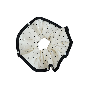 简晓日韩撞色花边肥肠圈时尚气质波点杏色扎丸子头高弹发圈