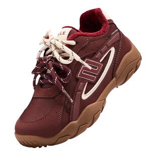 百丽童鞋女童运动鞋新年红色冬季加绒马年德训鞋儿童软底阿甘鞋