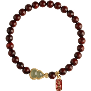 印度小叶紫檀葫芦手链女士实用的礼物新款木质本命年属马佛珠手串