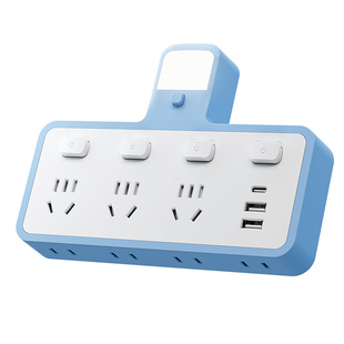 全铜带USB转换器办公多功能独立开关小夜灯USB家用一转多位排插板