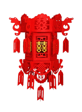 佰聚鑫无纺布喜字宫灯结婚挂饰