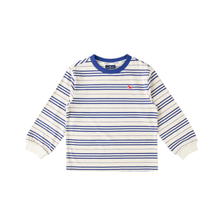 BLUEDOG 蓝狗25FW秋童装条纹长袖T恤圆领上衣中小童宽松休闲百搭