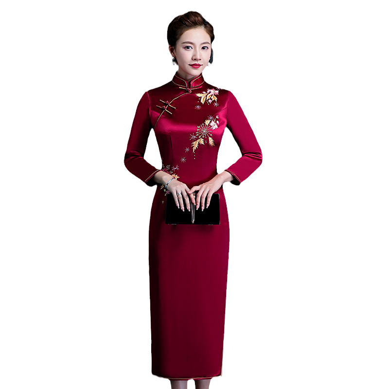 2025新款婚宴妈妈装复古旗袍裙高贵年轻洋气绣花喜婆婆结婚礼服