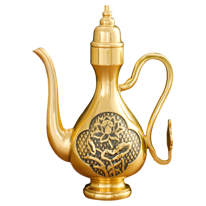 纯供奉黄铜招财酒壶家用供佛酒杯水壶拜神寺庙祠堂财神爷神台用品