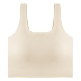 宽肩带运动美背心式内衣女带胸垫白色吊带抹胸防走光打底内搭文胸
