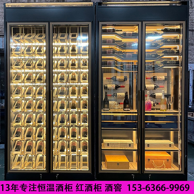 不锈钢酒柜定制欧式餐厅轻奢地下室恒温柜家用酒窖装饰展示红酒架 - 天天券