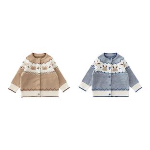YOUGE 幼歌婴幼儿秋季新款柔软舒适厚外套细腻亲肤纯羊毛复古开衫