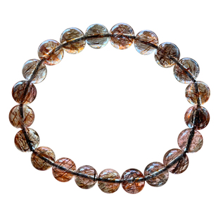 天然冰透顺发黑金超手链共生双轮超七水晶发晶手串礼物饰品情侣女