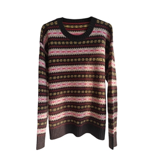 圣诞新年战袍!赭红沙黄美拉德费尔岛羊毛慵懒风条纹毛衣