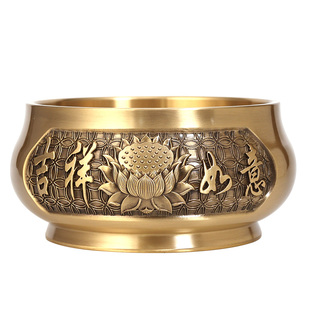 铜香炉家用室内供奉祖先供佛莲花烧香炉财神爷上香大号三足宣德炉