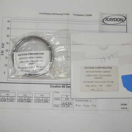 Kaydon P/N: 17260001 OH7 1J9Y5 Reali-slim ball bearing NEW