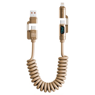 Rindu倍魔240w四合一车载快充弹簧carplay投屏伸缩线适用苹果iphone16华为小米安卓vivo超级快充数据线充电线