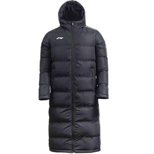 李宁长款棉服男款CBA篮球系列秋冬新款连帽宽松潮流运动服厚外套