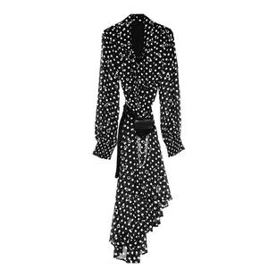 纳帕佳2026春季新款设计感小众雪纺连衣裙长袖收腰甜美不规则裙子