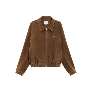 TurnSignal短款麂皮绒外套女秋2025新款时尚百搭复古翻领工装夹克