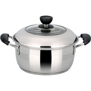 正品顺达汤锅304不锈钢美式汤锅组合盖复底煮锅18-22cm电磁炉通用