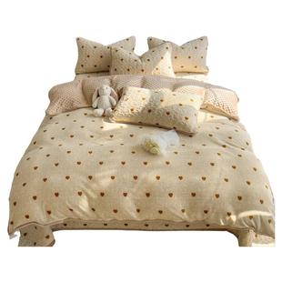 豆豆绒四件套冬季牛奶绒2025新款床盖款床单被套珊瑚绒面冬款床上