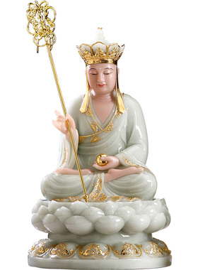 汉白玉地藏王菩萨全堂佛供奉摆件