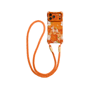 花卉小马适用苹果17promax手机壳iphone17新款17pro套2026可背斜挎16腕带15挂绳14巨好看年13硅胶12女pro橙色