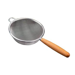 木柄 304食品级不锈钢过滤网勺豆浆过滤小漏勺火锅勺防烫辅食漏勺