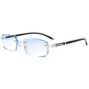 配成品无框近视眼镜男女超轻切边眼镜架防辐射变色散光近视镜大脸