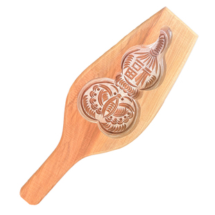 手工雕刻大号半斤双鱼元宝葫芦面食饽饽卡木质糕点过年蒸馒头模具