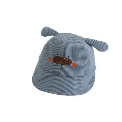 婴儿遮阳帽子冬季厚款男女童灯芯绒鸭舌帽小童宝宝防晒保暖渔夫帽