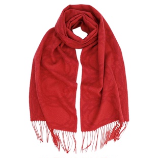 MARJAKURKI玛丽亚古琦红色羊毛羊绒围巾女冬季2025新款高级感礼盒