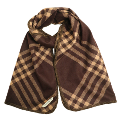 秋冬季复古格纹针织围巾保暖百搭