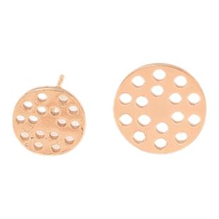 14K包金保色圆形蜂窝托耳钉手工diy莲蓬托耳饰配件带网盘银针耳针