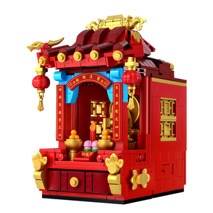 爆款玄学五福财神万能小神龛客厅办公室摆件儿童拼装积木玩具装饰