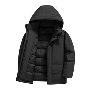 雪中飞羽绒服男中长款2026冬季新款加厚保暖商务休闲夹克连帽外套